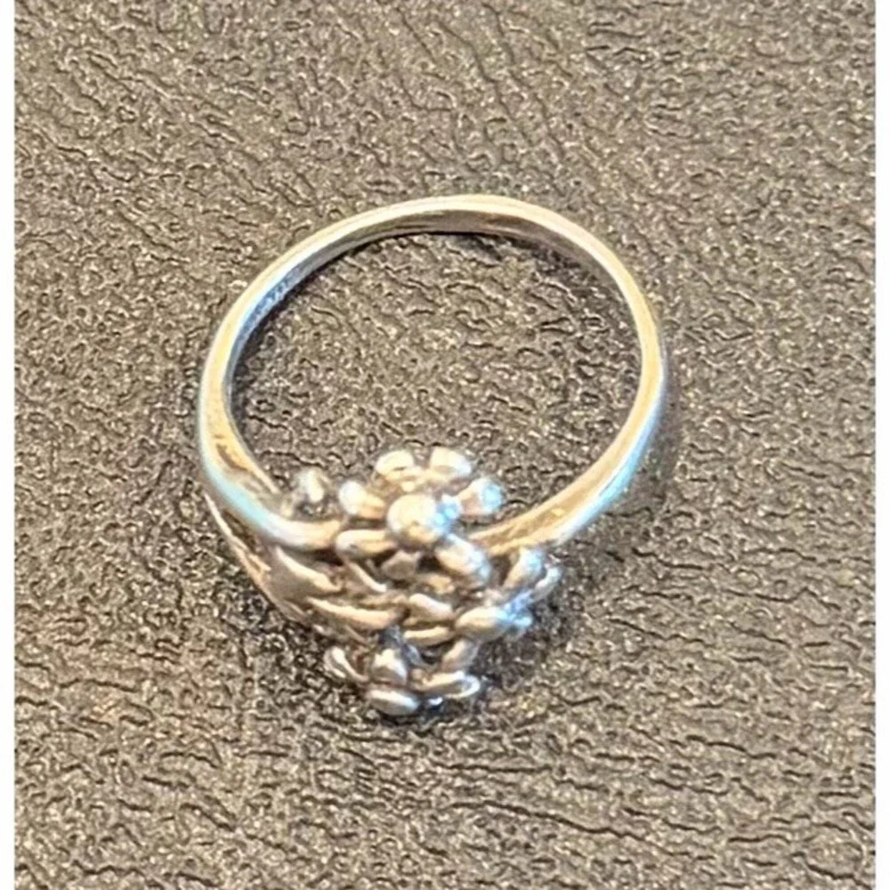 Vintage Art Deco Floral Bouquet Openwork Cluster Ring Sterling Silver Size 4.75